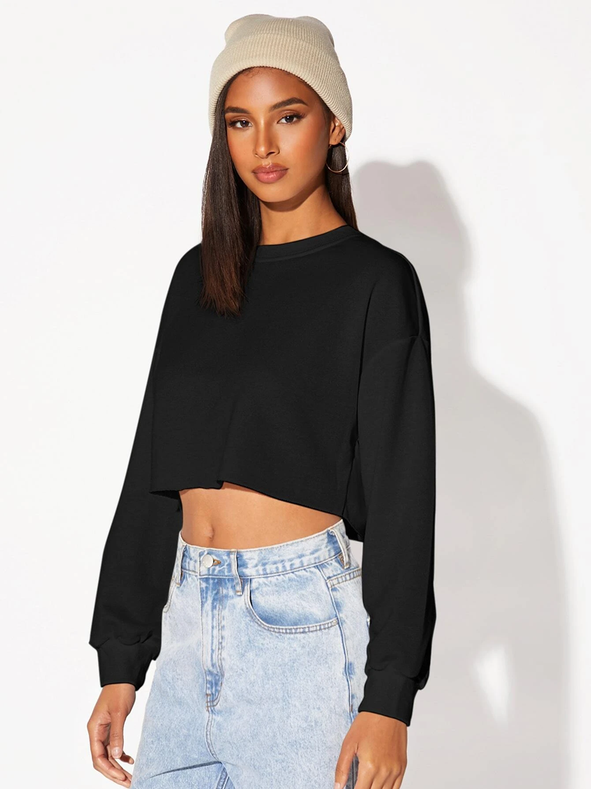 Black crop top sweatshirt deals