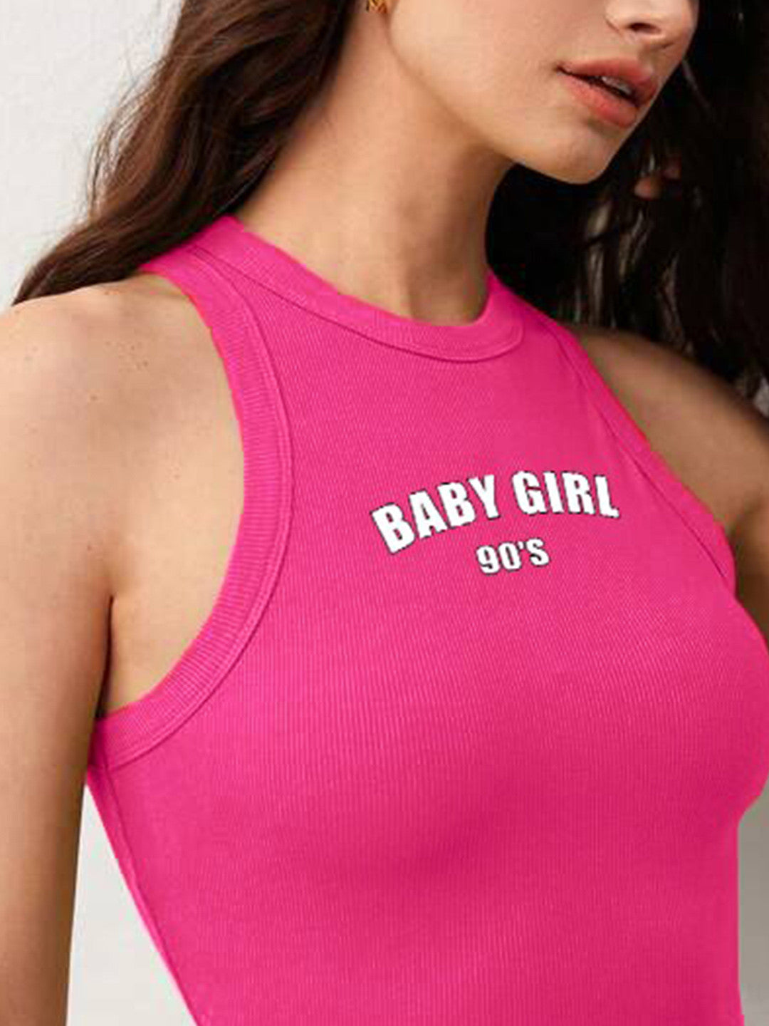 Typography Print Crop Fitted Top