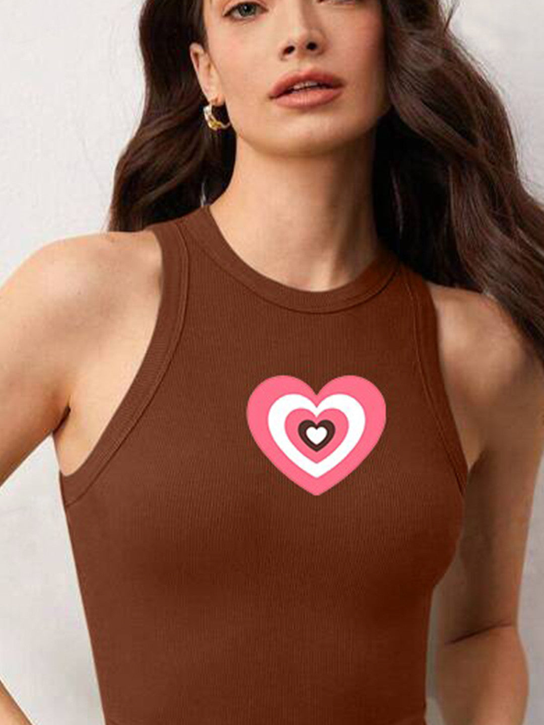 Printed Round Neck Crop Top