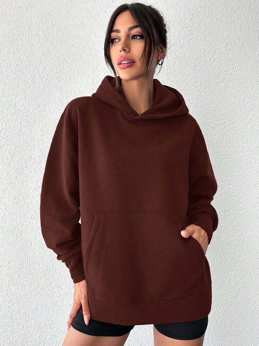 Women Hooded Neck Long Sleeves Oversized Sweatshirt