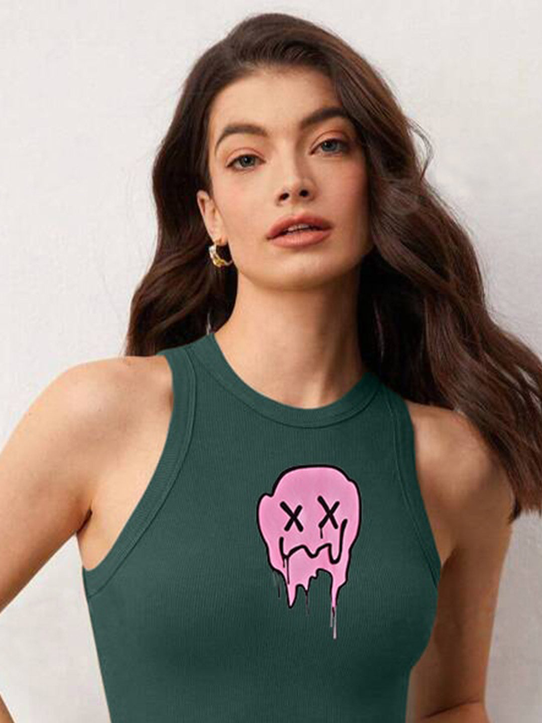 Graphic Printed Tank Crop Top