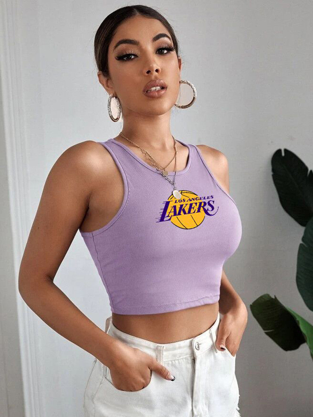 Women Printed Crop Fitted Top