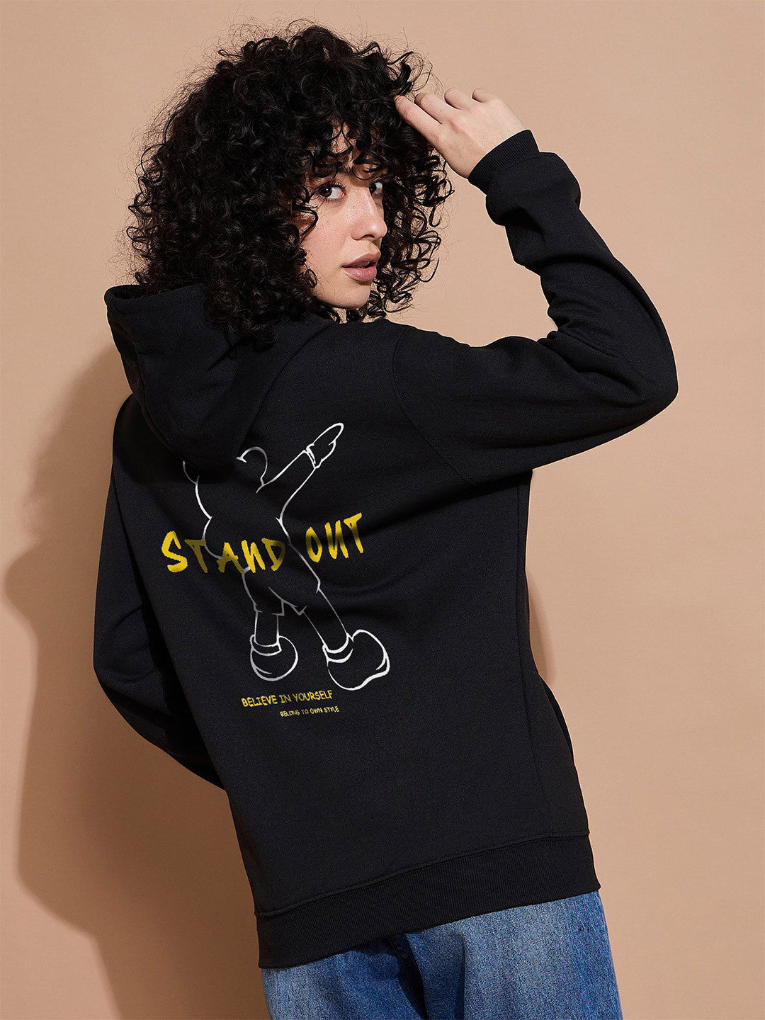 Women Printed Dry Fit Hooded Pullover Sweatshirt