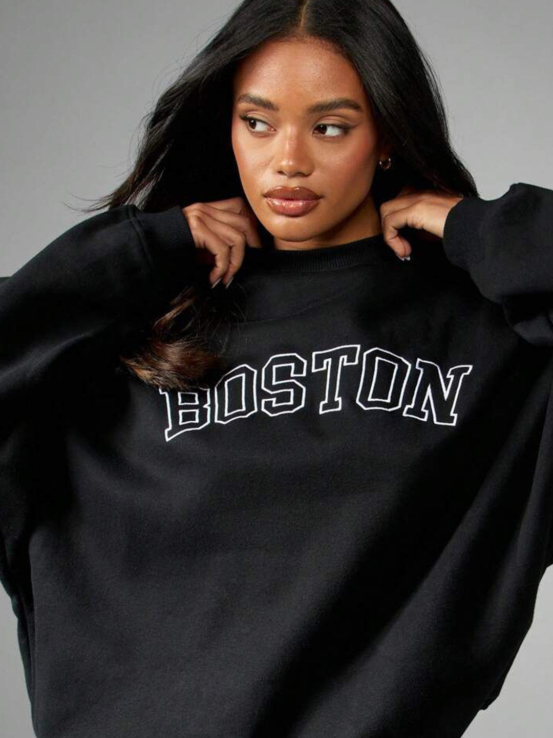 Typography Printed Oversized Sweatshirt