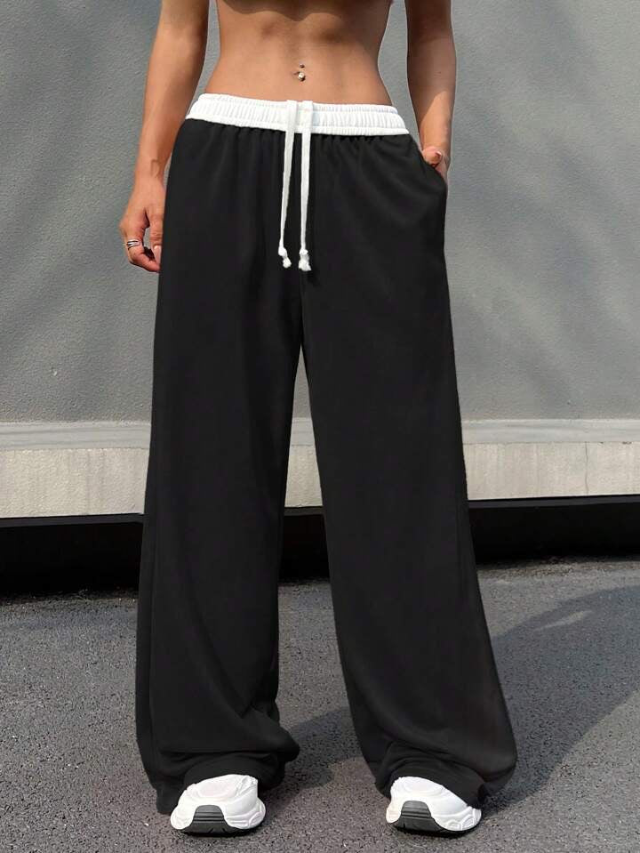 Women Relaxed Loose Fit Easy Wash Joggers Trousers