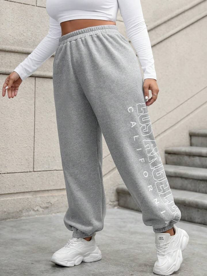 Women Relaxed Loose Fit Easy Wash Joggers Trousers