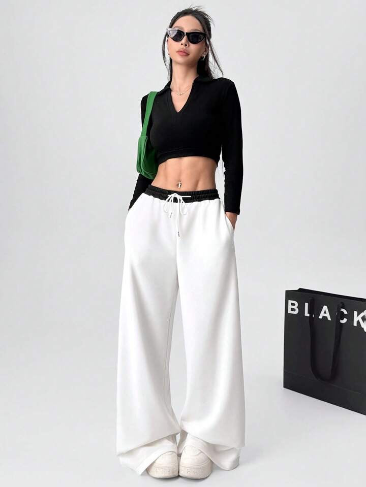 Women Relaxed Loose Fit Easy Wash Joggers Trousers