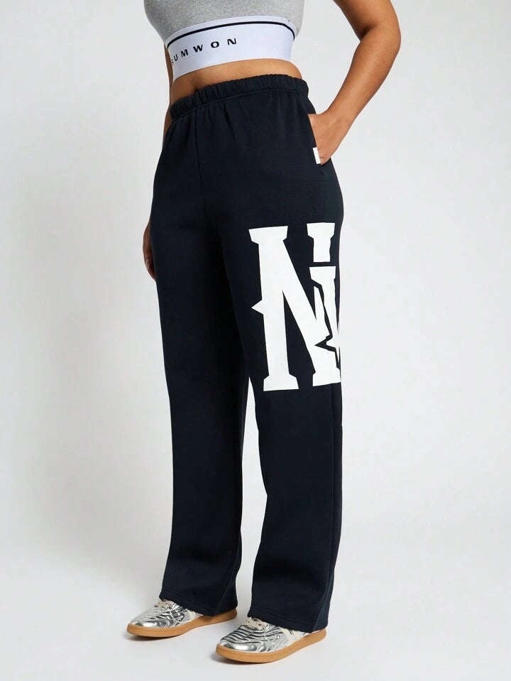 Women Relaxed Loose Fit Easy Wash Joggers Trousers