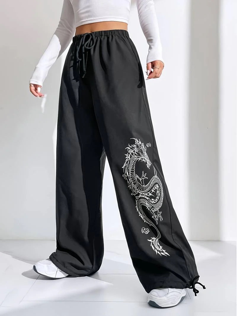 Women Relaxed Loose Fit Easy Wash Joggers Trousers