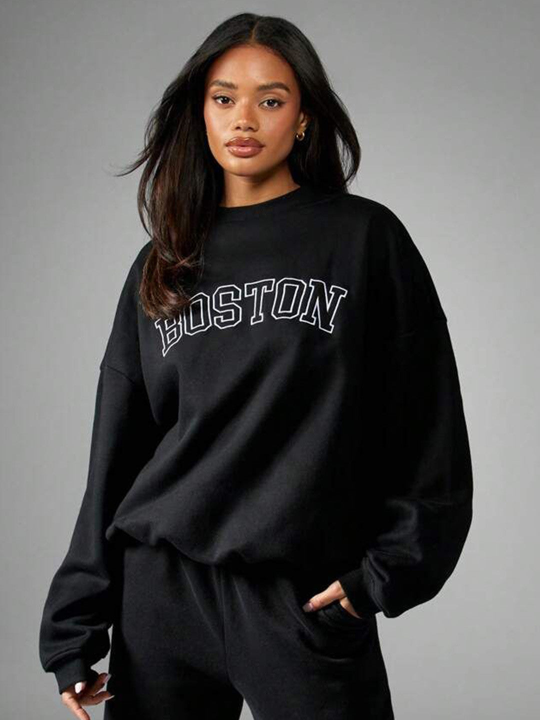 Typography Printed Oversized Sweatshirt