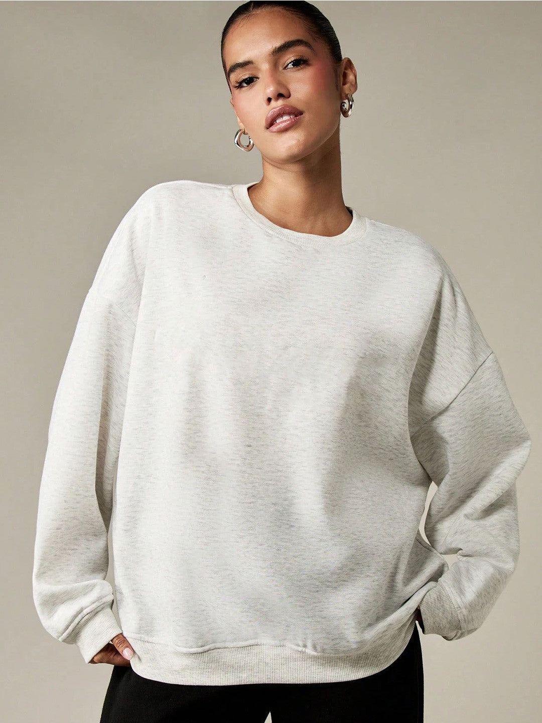 Women Round Neck Long Sleeves Oversized Sweatshirt