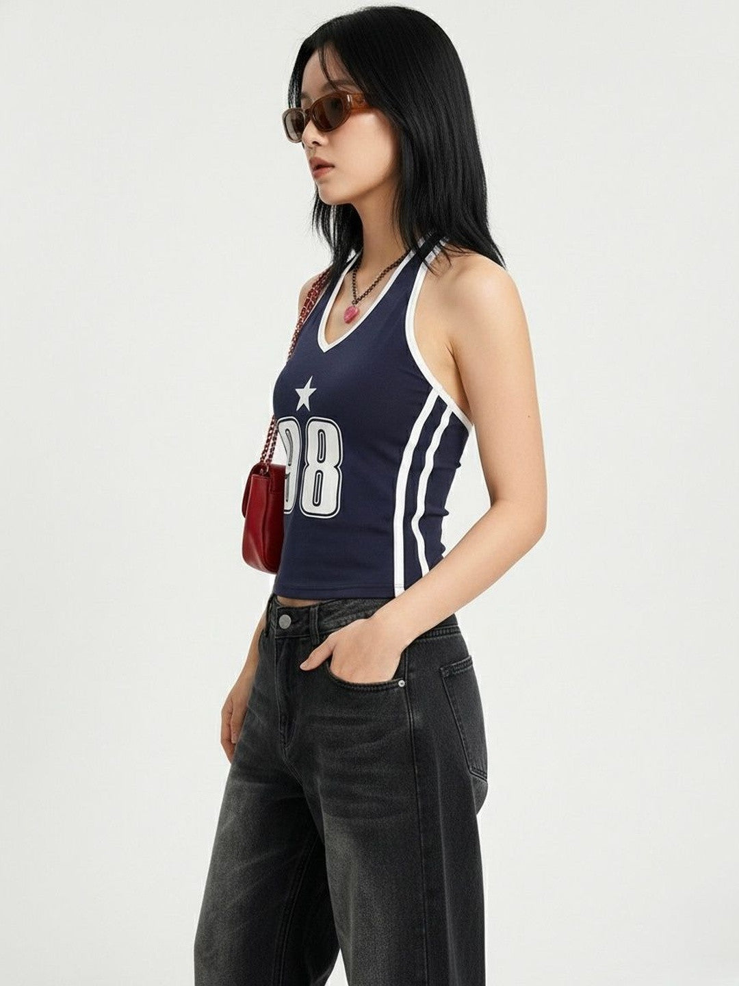 Print Halter Neck Crop Top