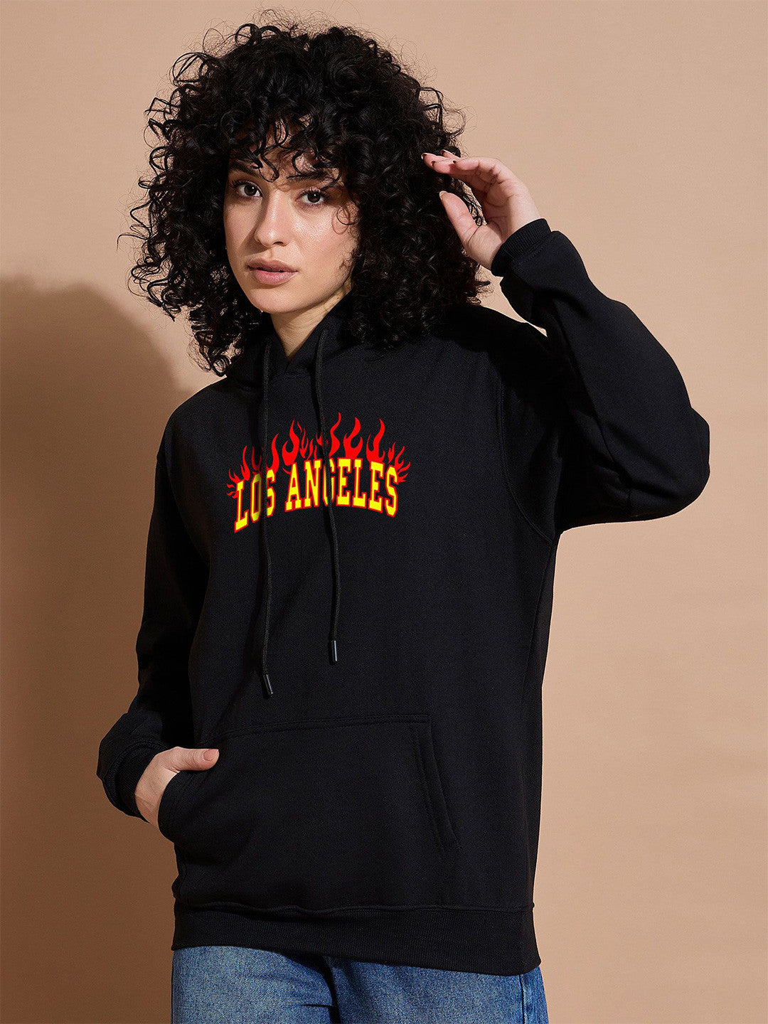 Women Printed Hooded Sweatshirt