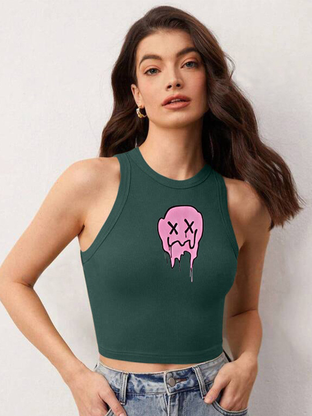 Graphic Printed Tank Crop Top