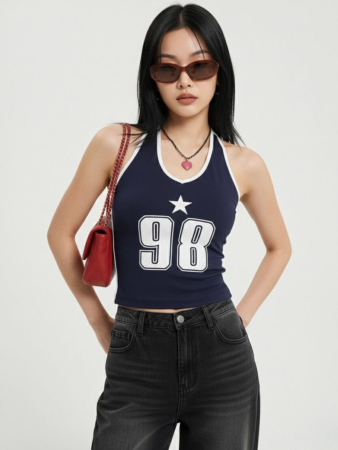 Print Halter Neck Crop Top