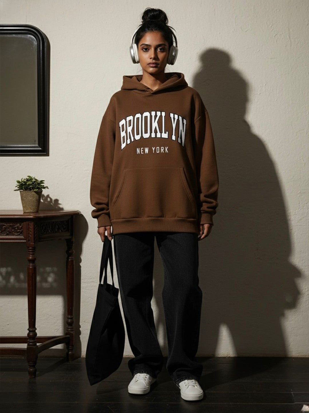 Women Printed Hooded Sweatshirt
