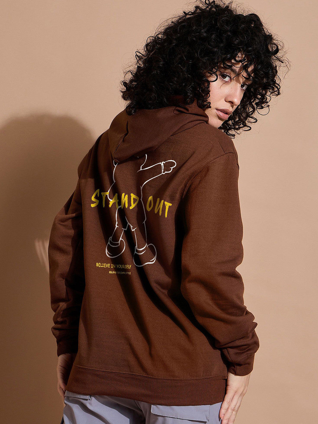 Women Typography Printed Hooded Dry Fit Sweatshirt