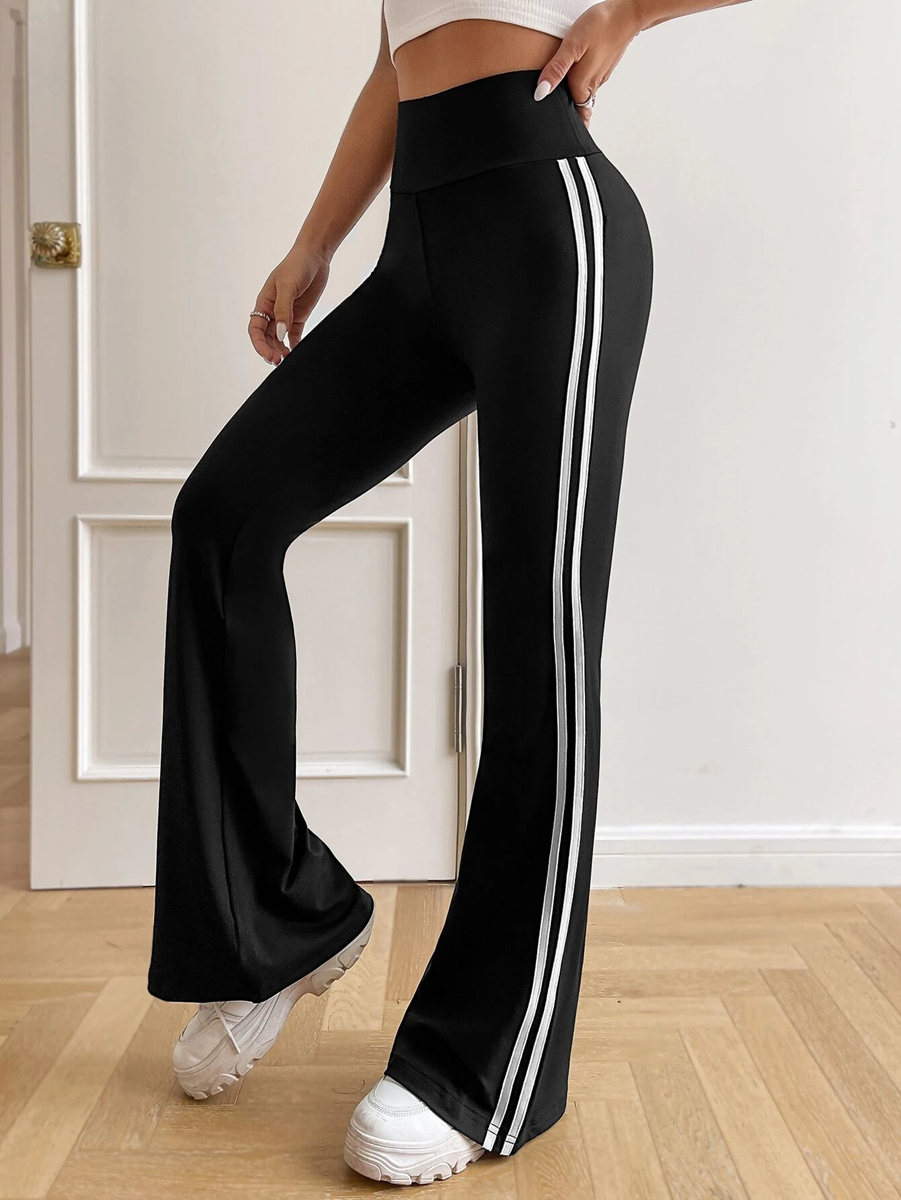 Striped Tape Side Flare Leg Tights